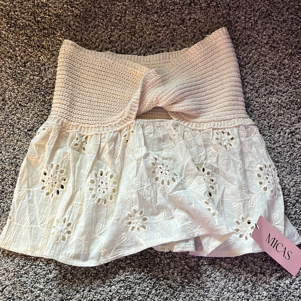 Micas knit strapless top